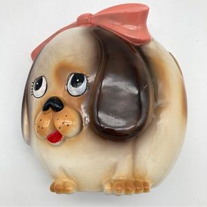 Vintage Ceramaster Dog with Bow Ceramic Piggy Bank